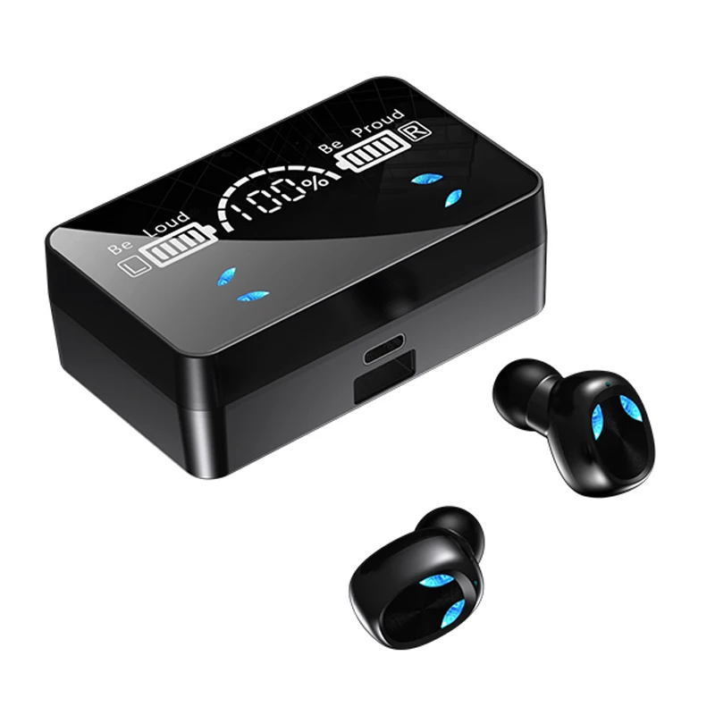 

New X3 Tws Sports Earphone Wireless 5.1 Headset For Iso Android Hd Led Power Display Earbuds Powerbank Mirror Case Headphone, Balck