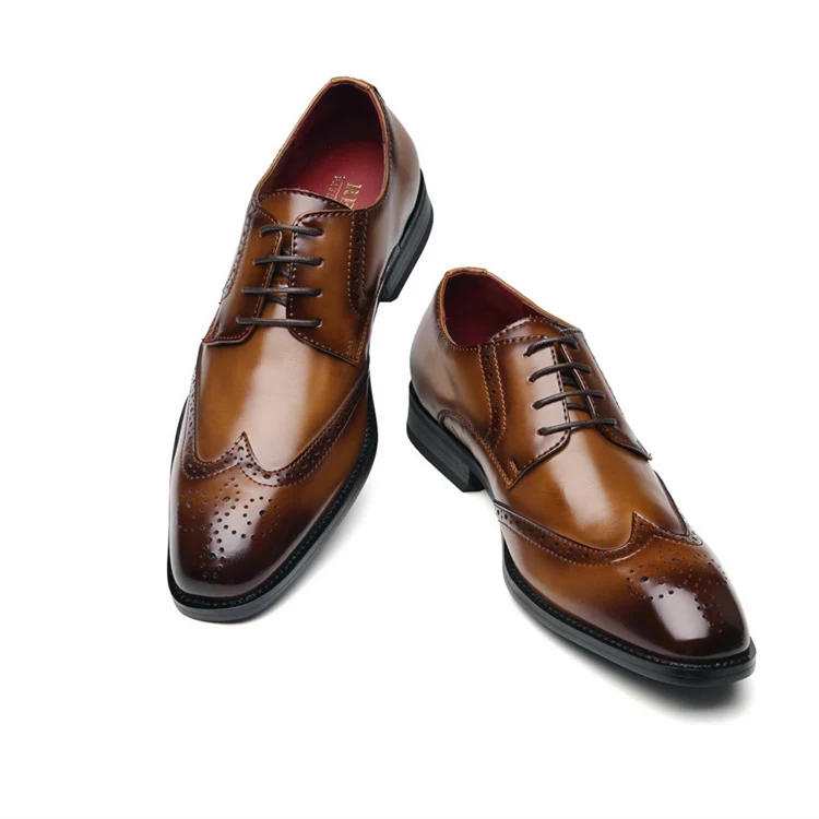 

New Fashion British Style Men's Dress Shoes & Oxford Carved Genuine Leather Business Mans Formal Shoes