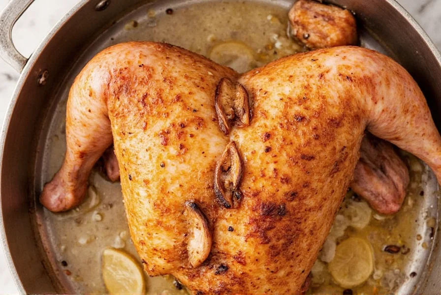 Golden Roasted Chicken on Cutting Board