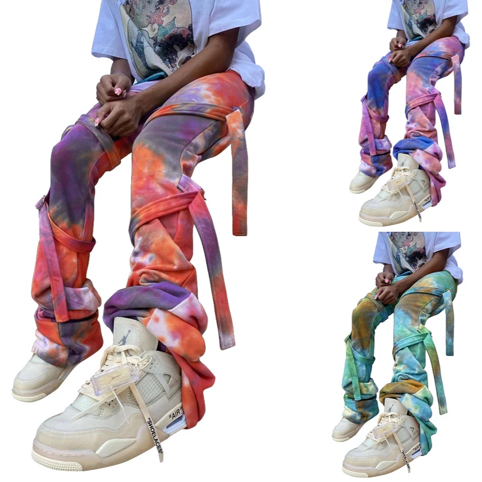 

Street wear fashion casual pants all-match tie-dye tie Women Autumn Fashion Pants, As picture