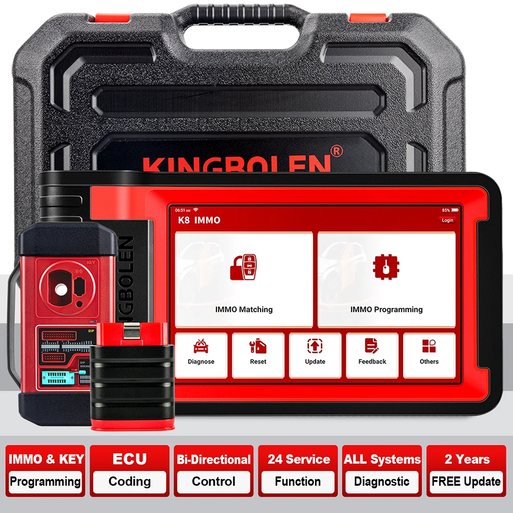 

Kingbolen K8 IMMO OBD2 EOBD All System Car Diagnostic Tools Machine Key Programming ECU Coding OBD2 Scanner with 24 Resets