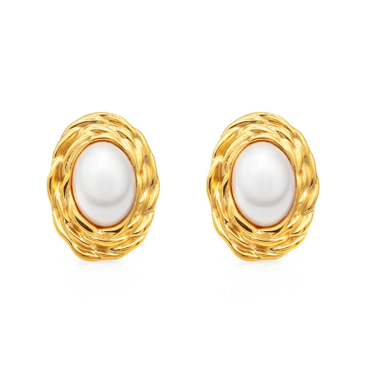 

Chris April 316L stainless steel imitation pearl minimalistic lady fashion statement earrings 2023