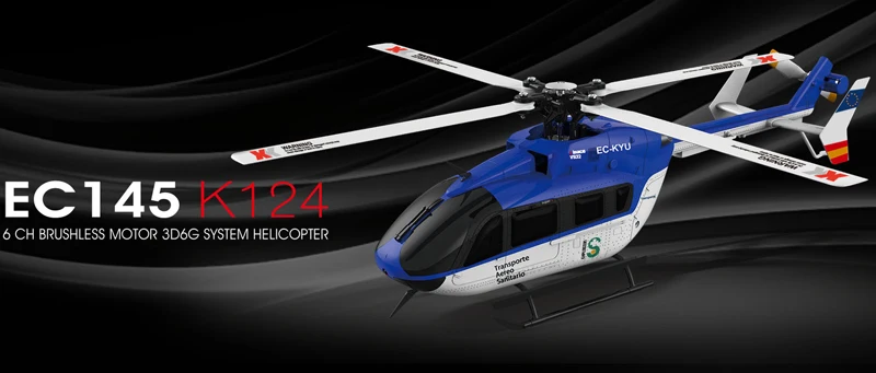 Wltoys XK EC145 K124 6CH 3D 6 G Brushless Motor RC Hélicoptère Avion DRONE BNF 
