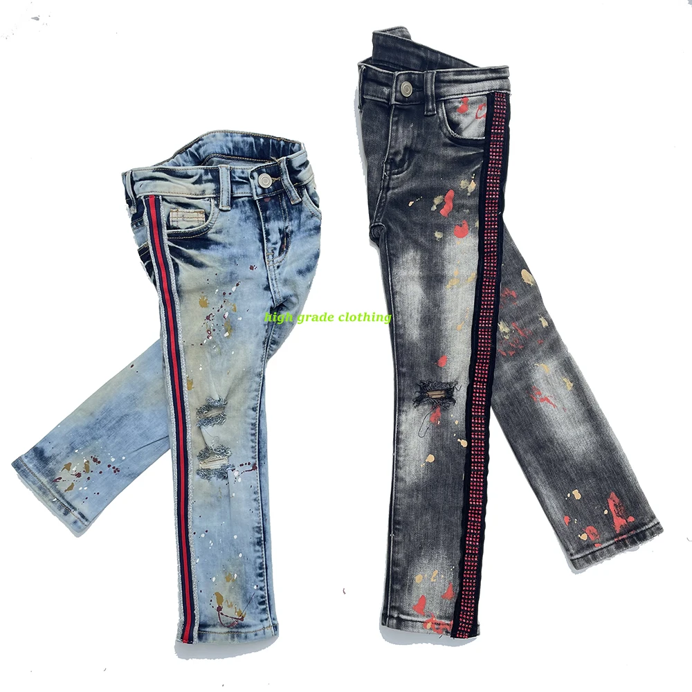 

Wholesale Denim Children Pants Clothes distressed pants kids jeans