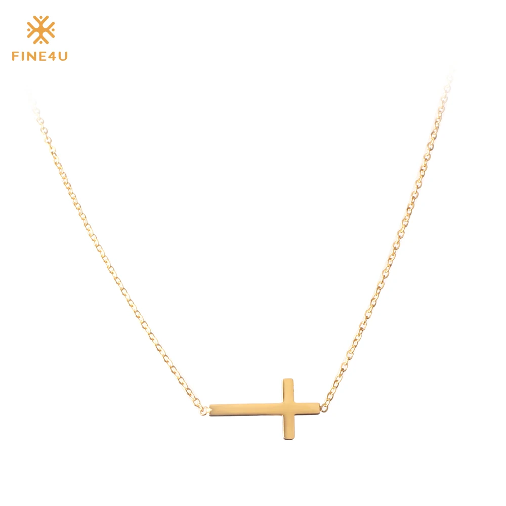 

Fine4U F4U-N125 Low MOQ simple design stainless steel cross necklace, Steel/gold/rose gold