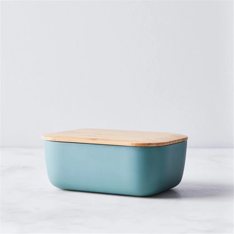 wholesale matte glaze nordic style kitchen tools rectangle sealed ceramic butter dish with wood lid .png