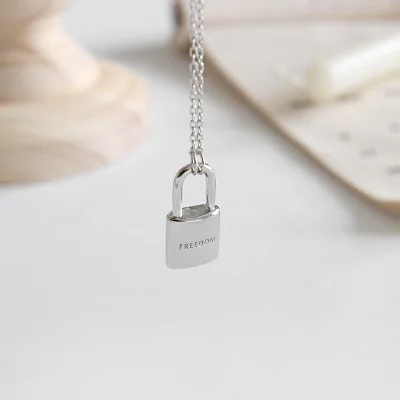 

Personalized Sterling Silver Collares Jewelry S925 Sterling Silver Lock Pendant Choker Necklaces for Women, Picture color