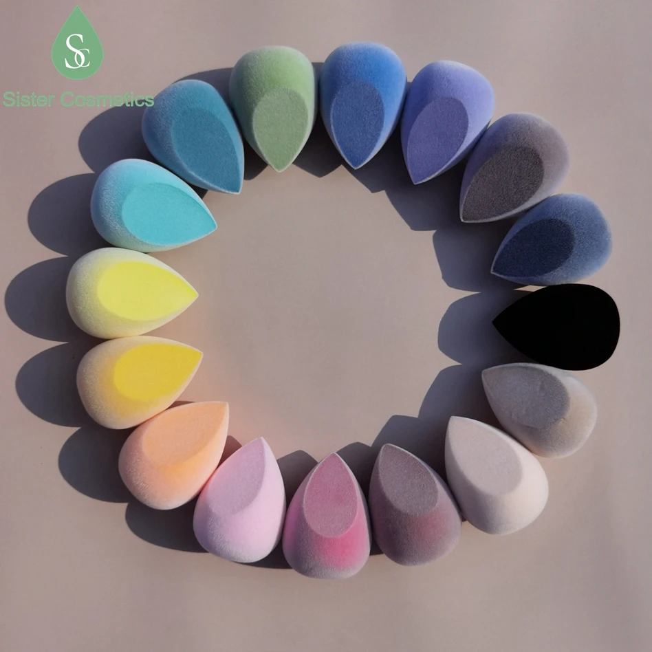 

Amazon Hot Sale Latex Free Velvet Flocking Make Up Sponge Cosmetics Makeup Beauty Sponge Blender Foundation, Multicolor