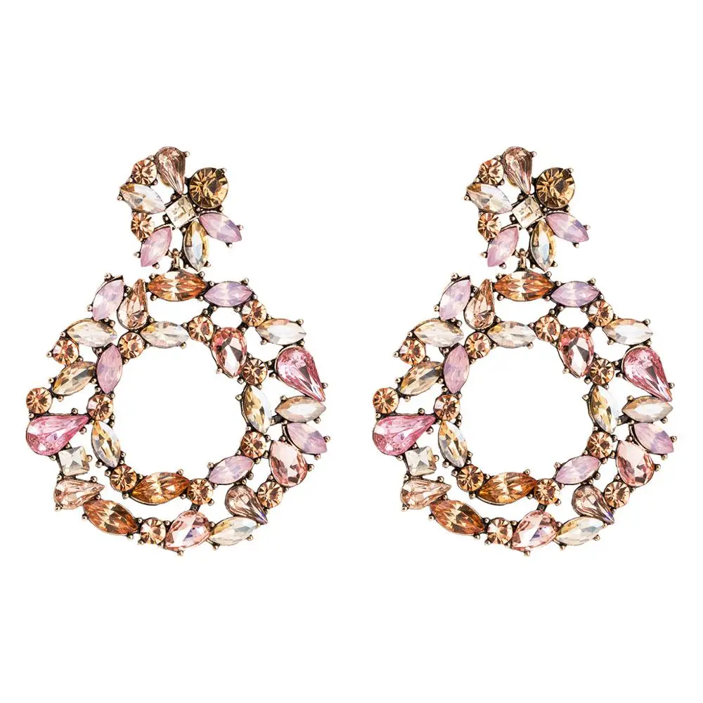

HOVANCI fashion statement earring women charm luxury new big statement crystal rhinestone acrylic jewelry earrings for women, As picture