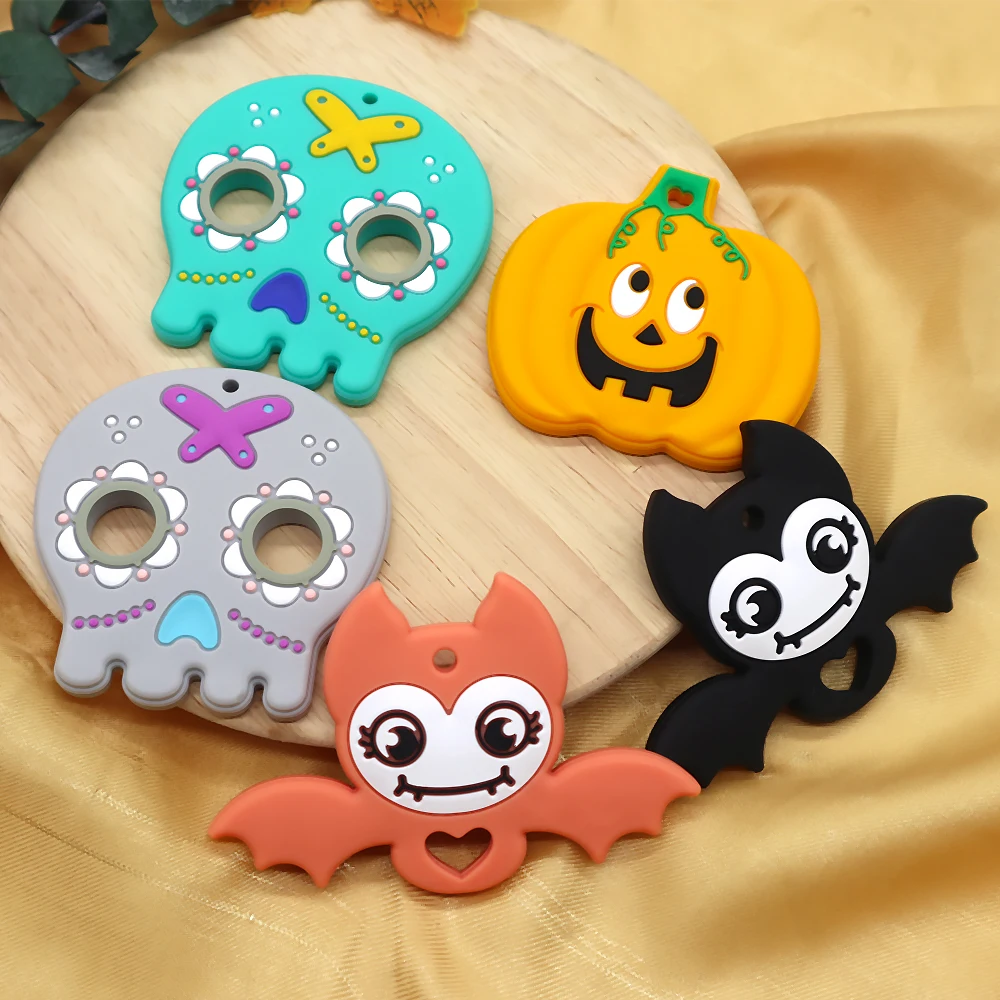 

New Halloween Wholesale Custom Chewable Safe Infant Baby Chew Toy Teether Silicone Teething