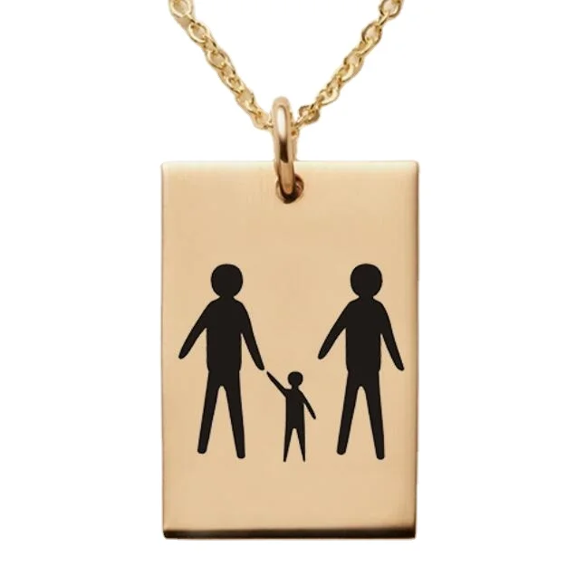 

Customized Engraved Family Series Dad Mom Rectangle Necklace Stainless Steel Boy Girl Necklace for Mother's Day Gift, Silver/gold/rose gold