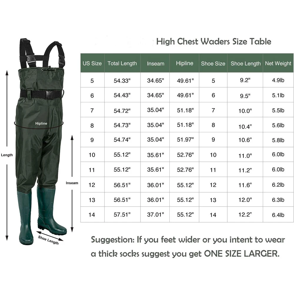 
Hip wader, lightweight hip boot for Men and Women, 2-Ply PVC/Nylon fishing hip wader (Green and Brown) B07 
