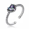 S925 Sterling Silver Plain Screw Shaped Geometric Double Opening Adjustable Ring For Ladies Men Design