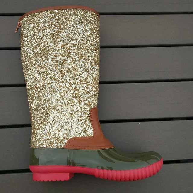tall glitter duck boots