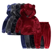 

2020 Wholesale Designer Hoodie Pants Set Children Little Kids Boys Winter Sport Clothing Set