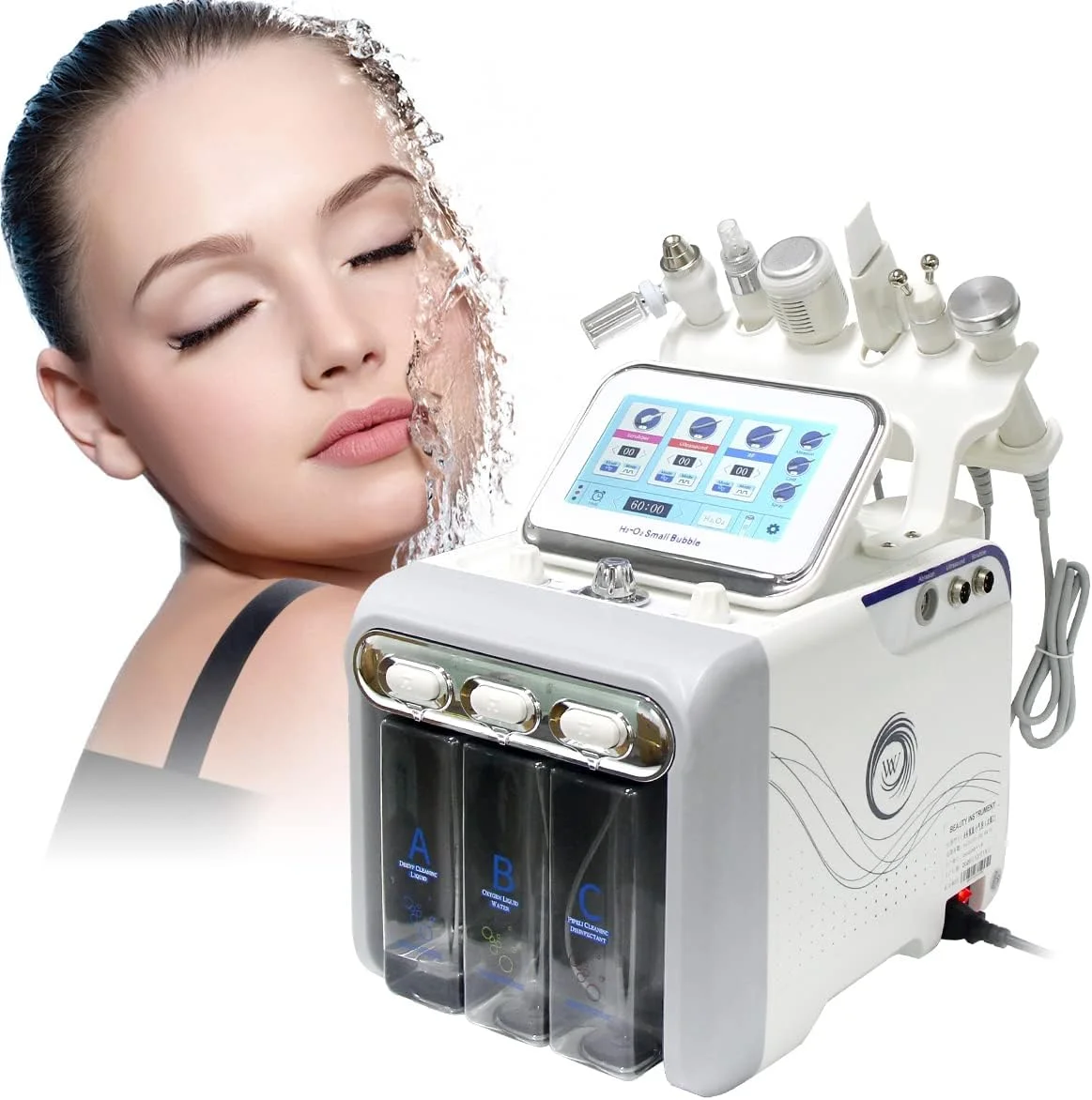 

6 in 1 Small bubble microdermabrasion facial deep cleaning machine with ultrasonic rf scrubber