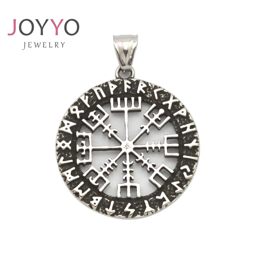 

Punk Nordic Pendant Stainless Steel North Viking Pendant Men Biker Compass Necklace Jewelry