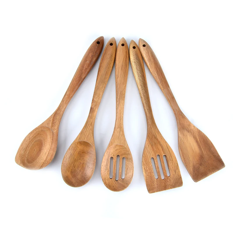 Oem/wholesale Acacia Wood 5pcs Kitchen Utensil Set Wooden Accessories