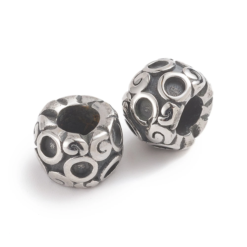 

PandaHall 316 Stainless Steel Column Antique Silver European Beads