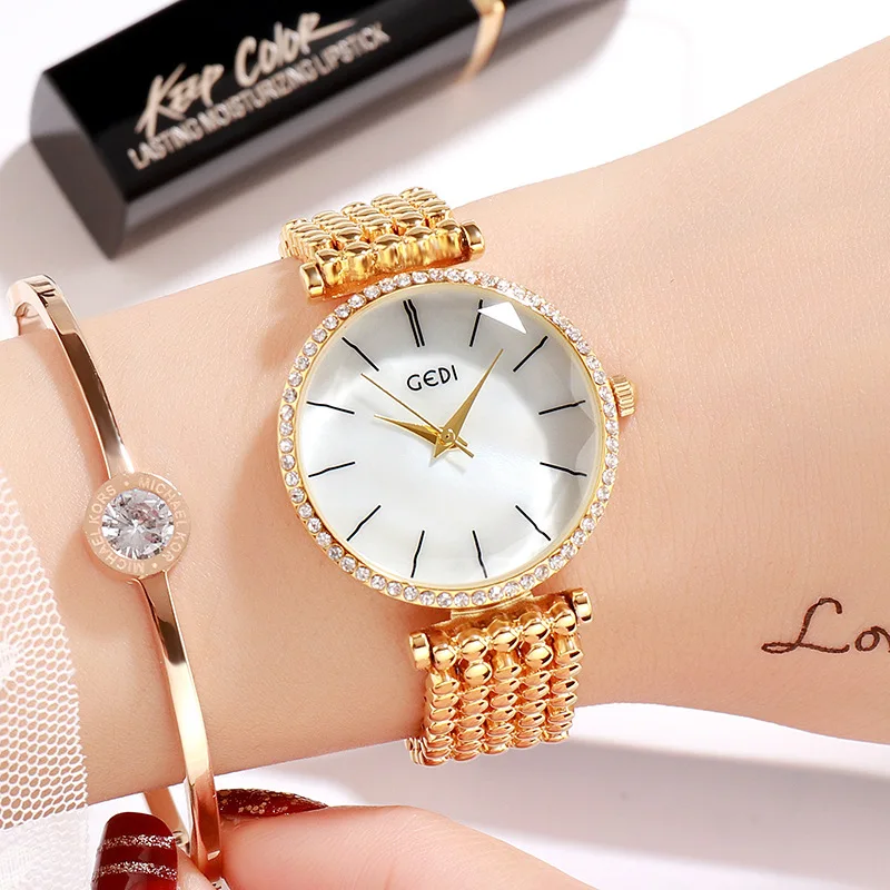 

GEDI Women Quartz Watches Gold Ladies Clock Fashion Female Wrist Watch Business Women's Watch