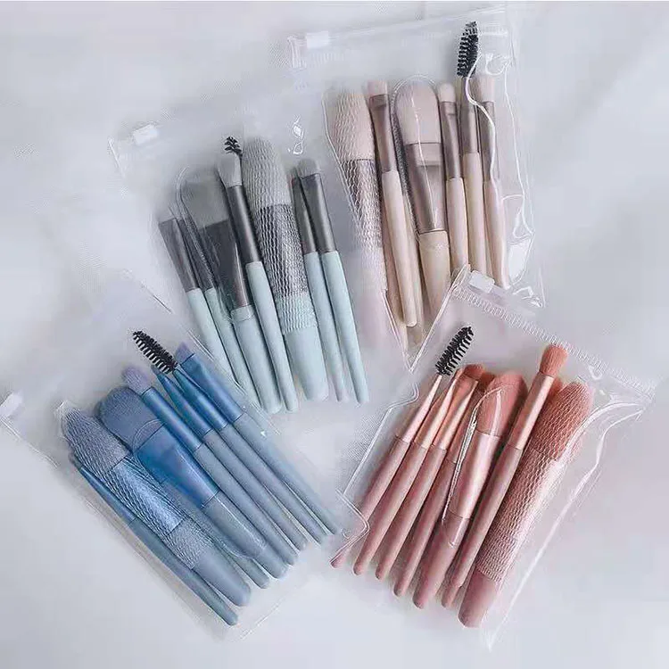 

Synthetic Hair Travel Makeup Foundation Brush Makeup Brush With Bag 8pcs With Matte Plastic Handle Makeup Brush Set Beauty Tools