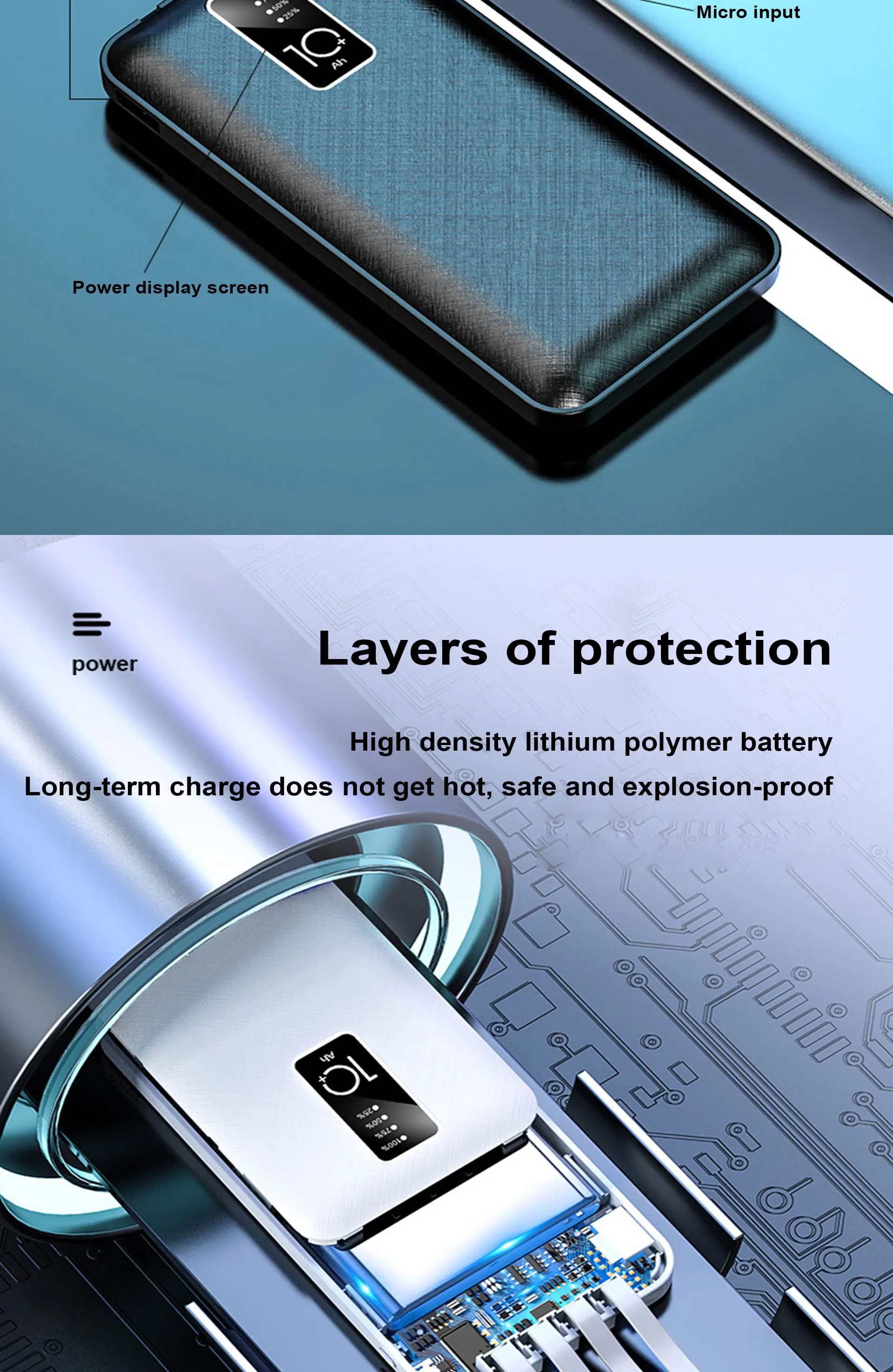 2020 Fashion Sports/Travel USB charging cable power banks, fast charging power bank , Portable 4 in 1 Slim Powerbank 20000 mah - ANKUX.COM