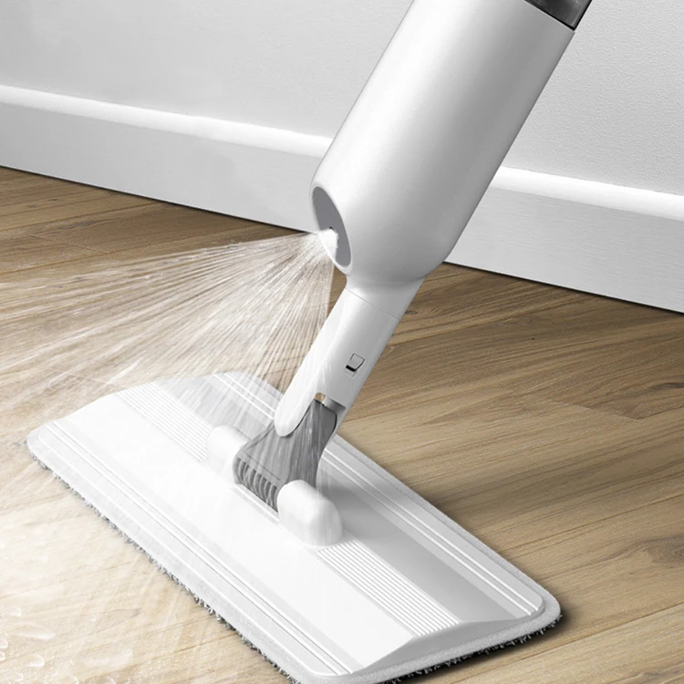 

A2353 Free Hand Flat Floor Mist Swob Household Washing Bathroom Tool Scrape Cleaning Automatic Spray Water Floor Mop, White