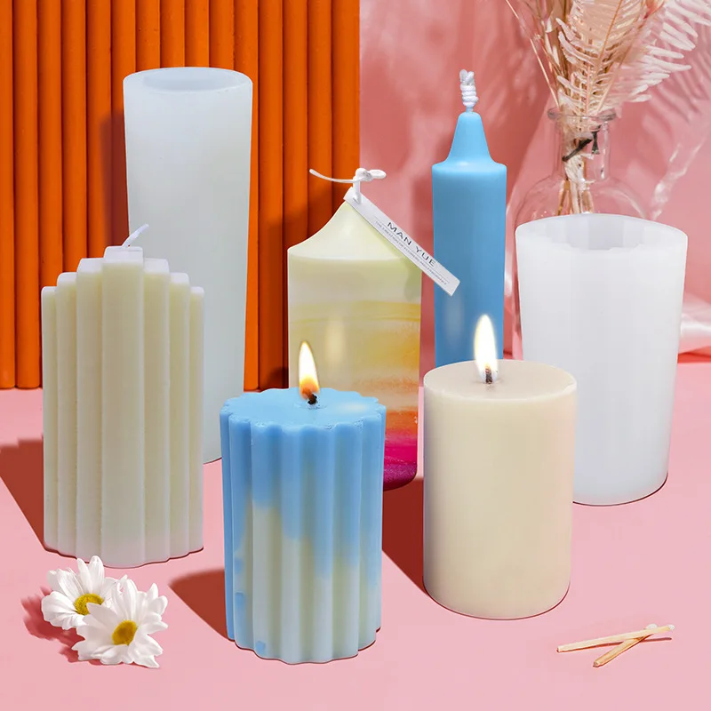 

Cylindrical scented candle silicone mold DIY handmade soap moldes para velas molde de silicon para jabon, Random