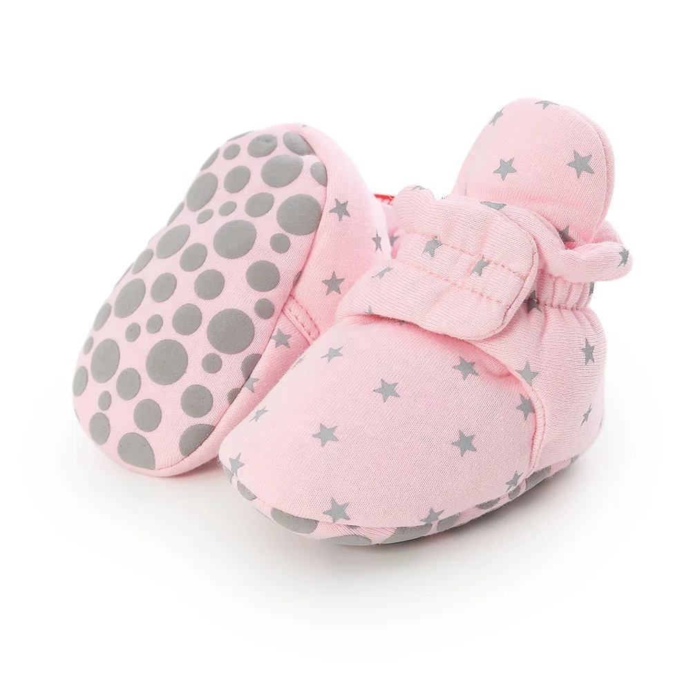 

Spring Star Prints Soft Shoes Winter Cotton Fabric Socks Baby Girl Boots Unisex Baby Booties