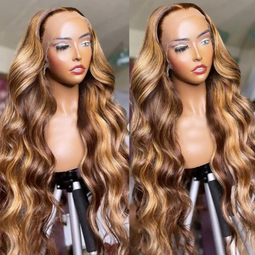 

Wholesale Raw Indian Highlight 100% Human Hair HD Transparent Swiss Straight Wig Free Sample 13x4 Highlighted Lace Wig