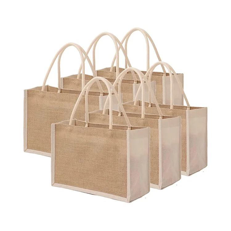 

New arrivals customize logo fashion waterproof eco friendly promotional recycled reusable natural large canvas jute bag, Customized color