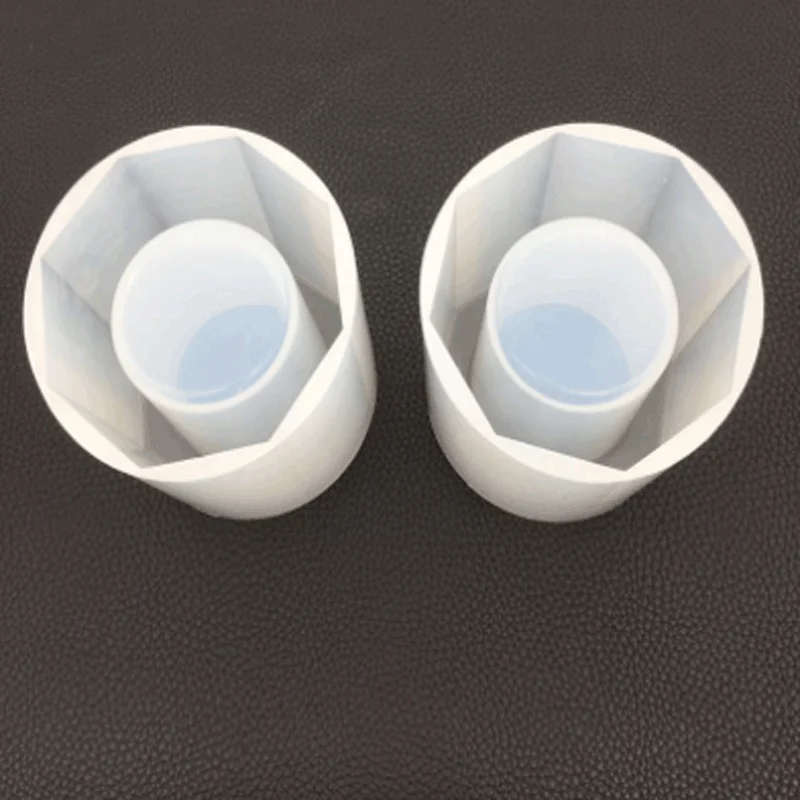 

Diy crystal drop glue octagonal pen container mold hand-made mirror dry flower decoration pen tool container placement, White