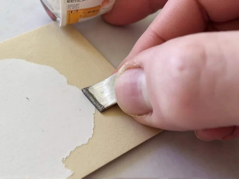 Hand applying metallic edge paint to business card corners