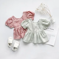 

Clothing Manufacturer Low Moq Wholesale Cheap Fashion Backless Summer Kids Blouse Pullover Plaid Toddler Girl Shirts