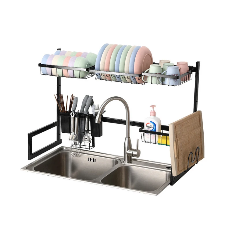 

High quality carbon steel dish drying rack over sink drainer shelf for kitchen drying rack organizer, Stainless steel color