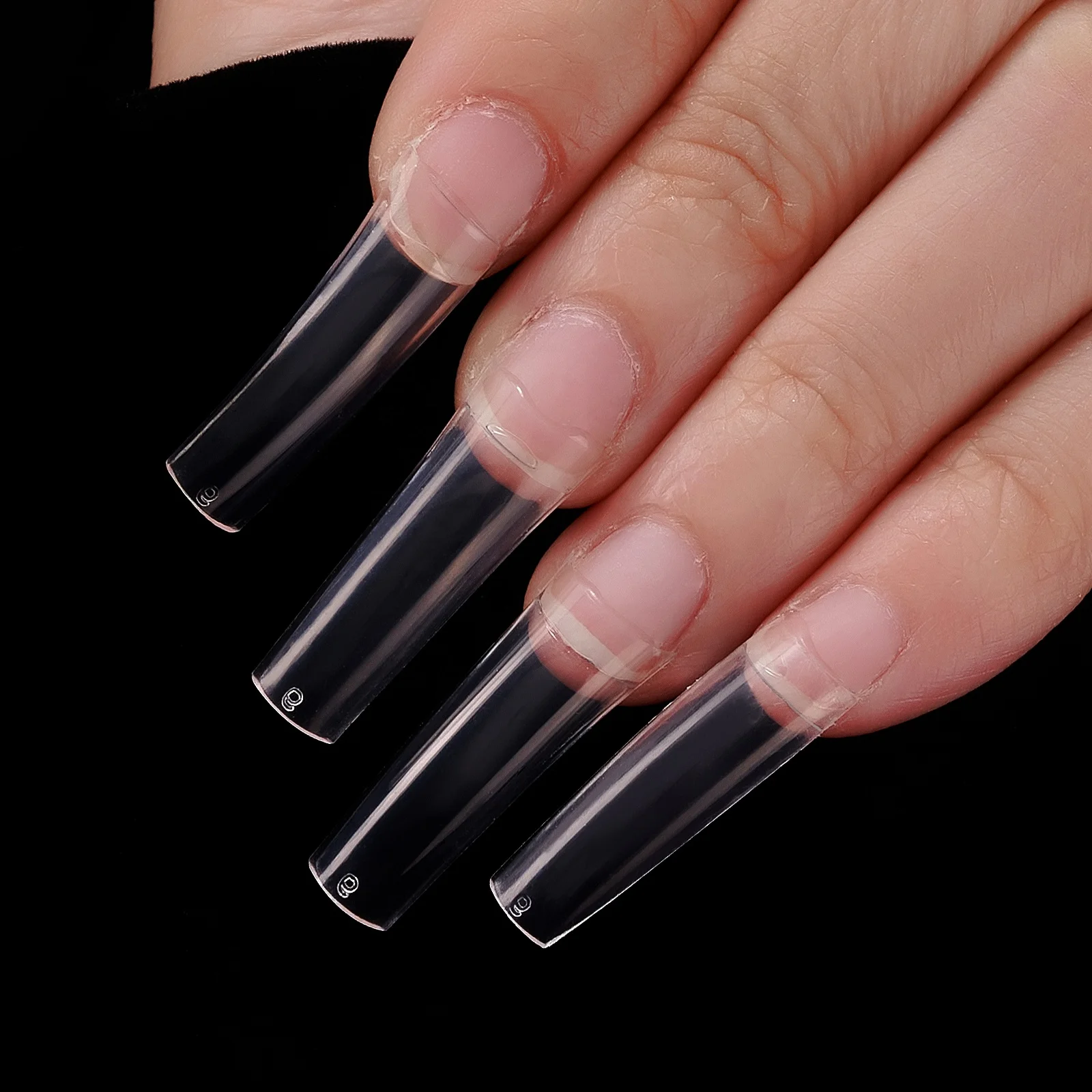 

Private Label 500Pcs Box ABS Square Tapered Clear Tips Coffin Nails Half Cover No C Curve Acrylic Nail Art Tips For Ladies
