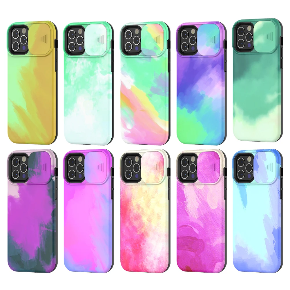 

Abstract Colorful Painted Lens Camera Protection Rainbow Cover TPU Phone Case For Iphone 12/Pro, 10 colors, can be customized