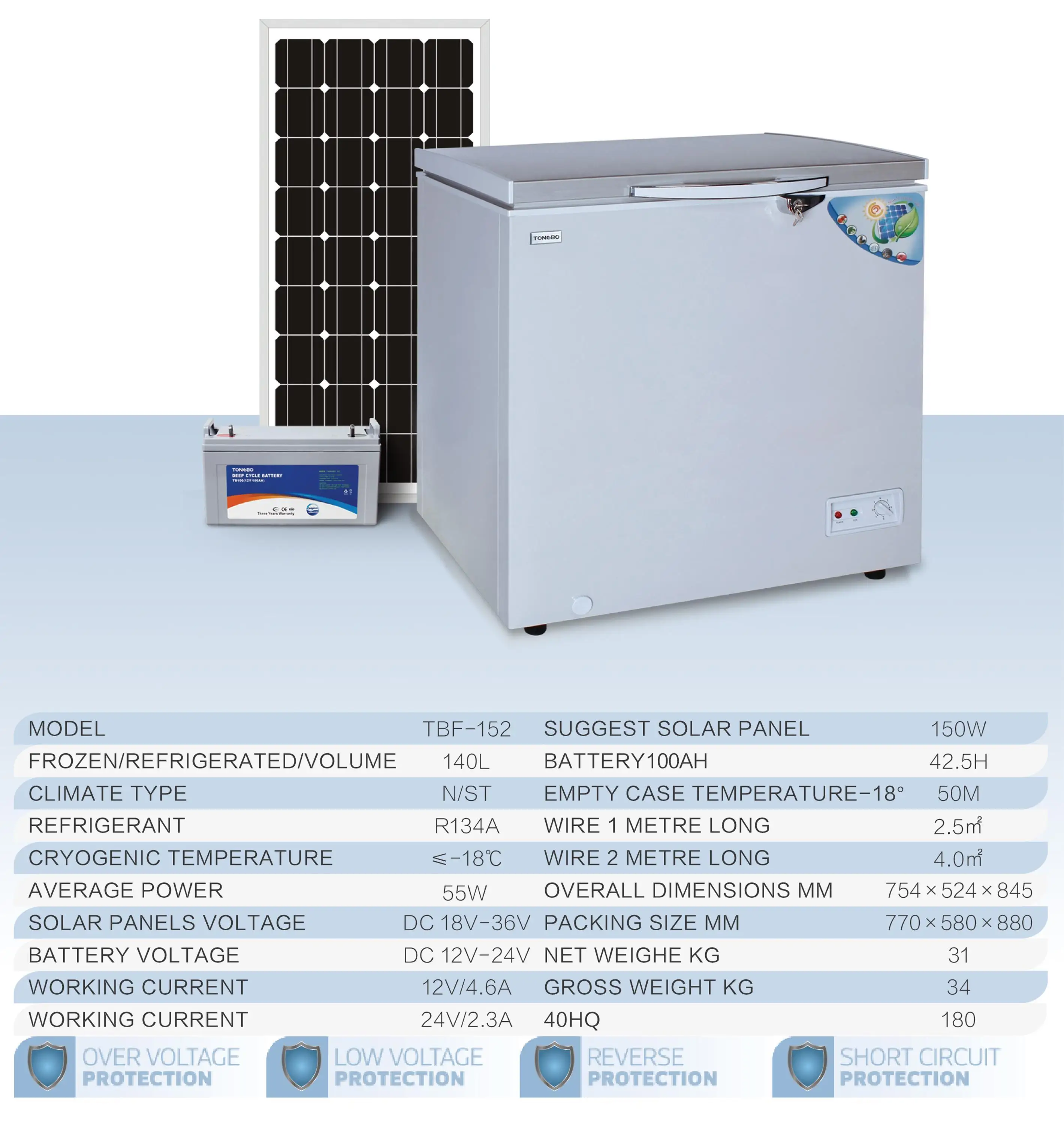 Tongbo Home Appliances Solar Horizontal Freezer 12v Dc Deep Freezer