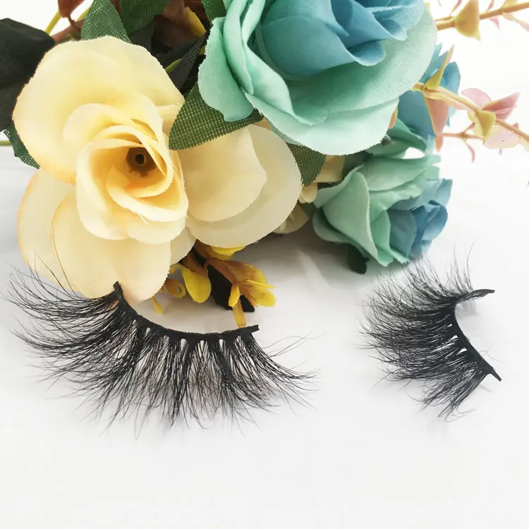 

25mm Siberian Lashes 3D Mink Fur Eyelashes Accept OEM ODM Real Mink Strip Eyelashes Vendor Custom Eyelash Packaging, Black