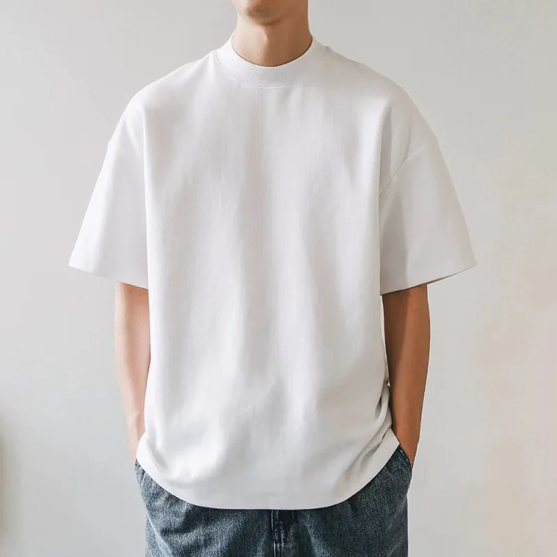 Cotton Customized Heavyweight T-shirt 100% Cotton 32S Double Yarn 270G O-Neck Oversized Short Sleeved Solid Breathable Unisex