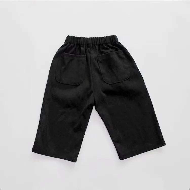 

FMFS Australia Korean Unisex Loose Trousers Solid Waffle Pants Kids Quality Children Trouser