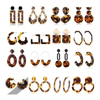 

2019 Fashion Tortoise Simple Leopard Womens Mottled Vintage Hook Hoop Earrings Bohemia Acrylic Resin Statement Earrings