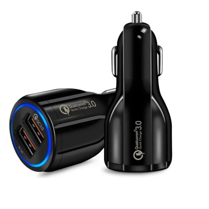 

Fast Charging Car Charger 3.0 Qc 3.0 Dual Usb Quick Charging Adapter Car-charger Type For Micro Usb C Cable Phone Charger