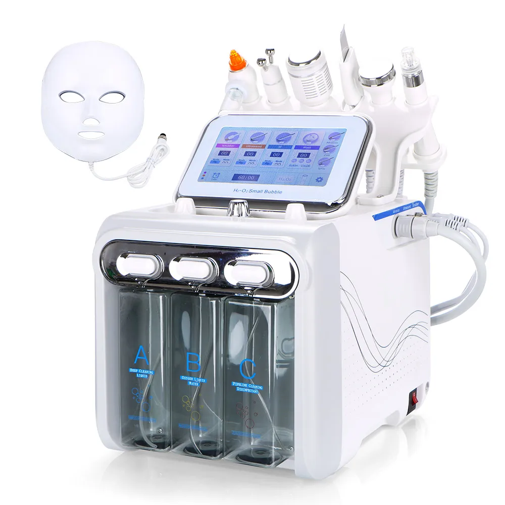 

7 in 1 Hydra microdermabrasion jet peel machine h2o2 oxygen facial machine with led mask