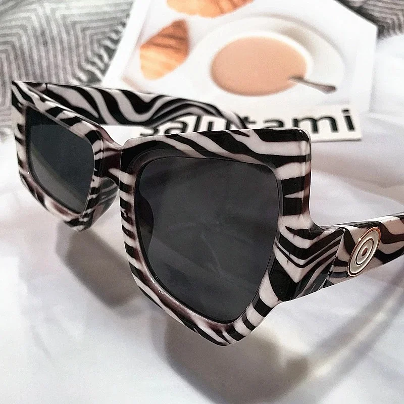 

LST8913 Latest Unisex Plastic Frame Black White Striped Funny Party Trendy Sunglasses 2022, 9 colors