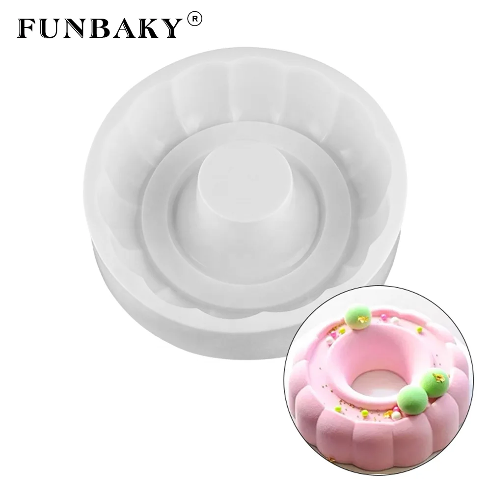 

FUNBAKY Baking silicone mold round ring shape mousse cake silicone mold single large size baking tools for family party, Customized color