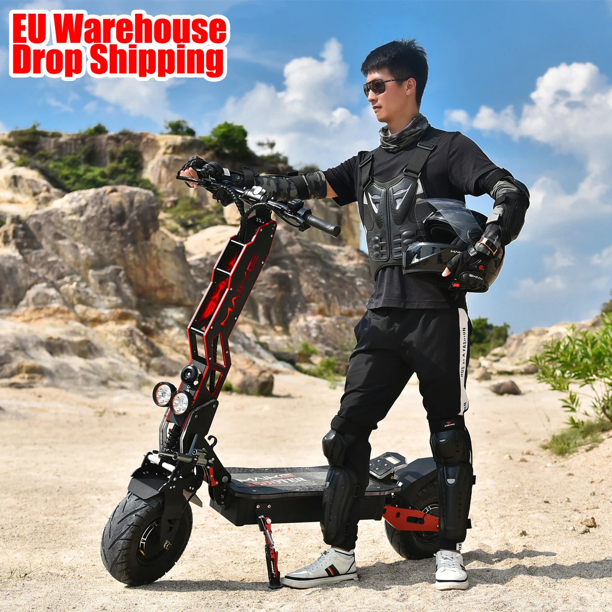 

Maike 2021 new design 13 inch big wheel MKS electric scooter 8000w dual motor