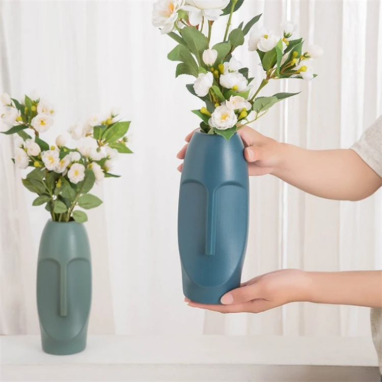 

Home Decor Modern Design Creative Nordic Wedding Small Mini Table Decorations PE Plastic Flower Vase, Green blue pink