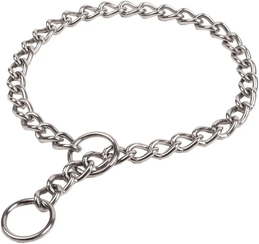 Stainless Steel Dog Training Collars Metal Chain Dog Collars Adjustable Pet Collars with Leash Solid Pattern for Dog Walking