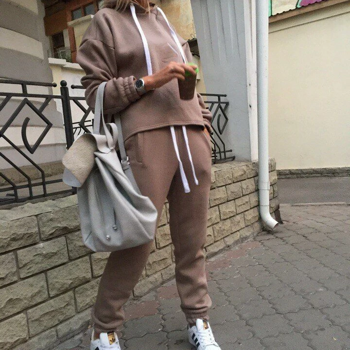 

2021 Hot Sell Sport Suit Casual 2 Piece Pants Women Hoodies With Drawstring